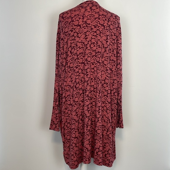 Lands End Red/Pink Floral Midi Length Open Front Cardigan/Sweater. Plus Size 2X - Picture 6 of 12